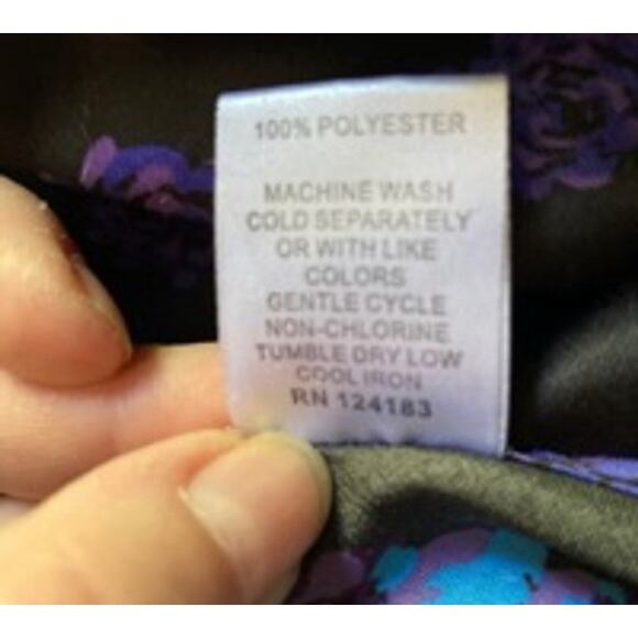 Bay6 Black Floral Slip Dress Purple Blue Satin Look Size M - Picture 4 of 5